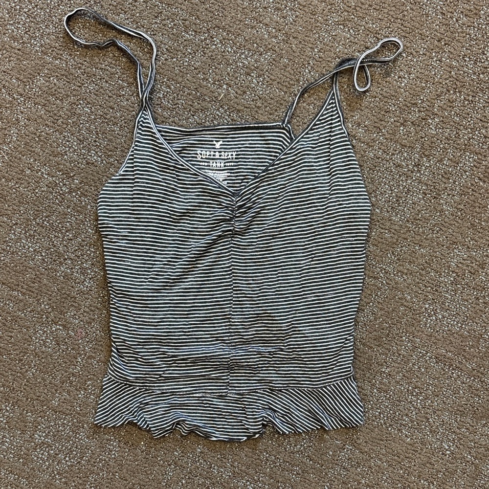 American Eagle Outfitters Black and White Striped Camisole